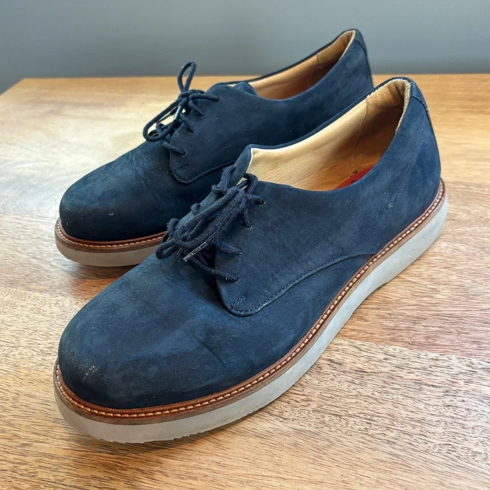 Samuel Hubbard Navy Suede Leather Vibram Sole Oxford Dress Shoes 10.5